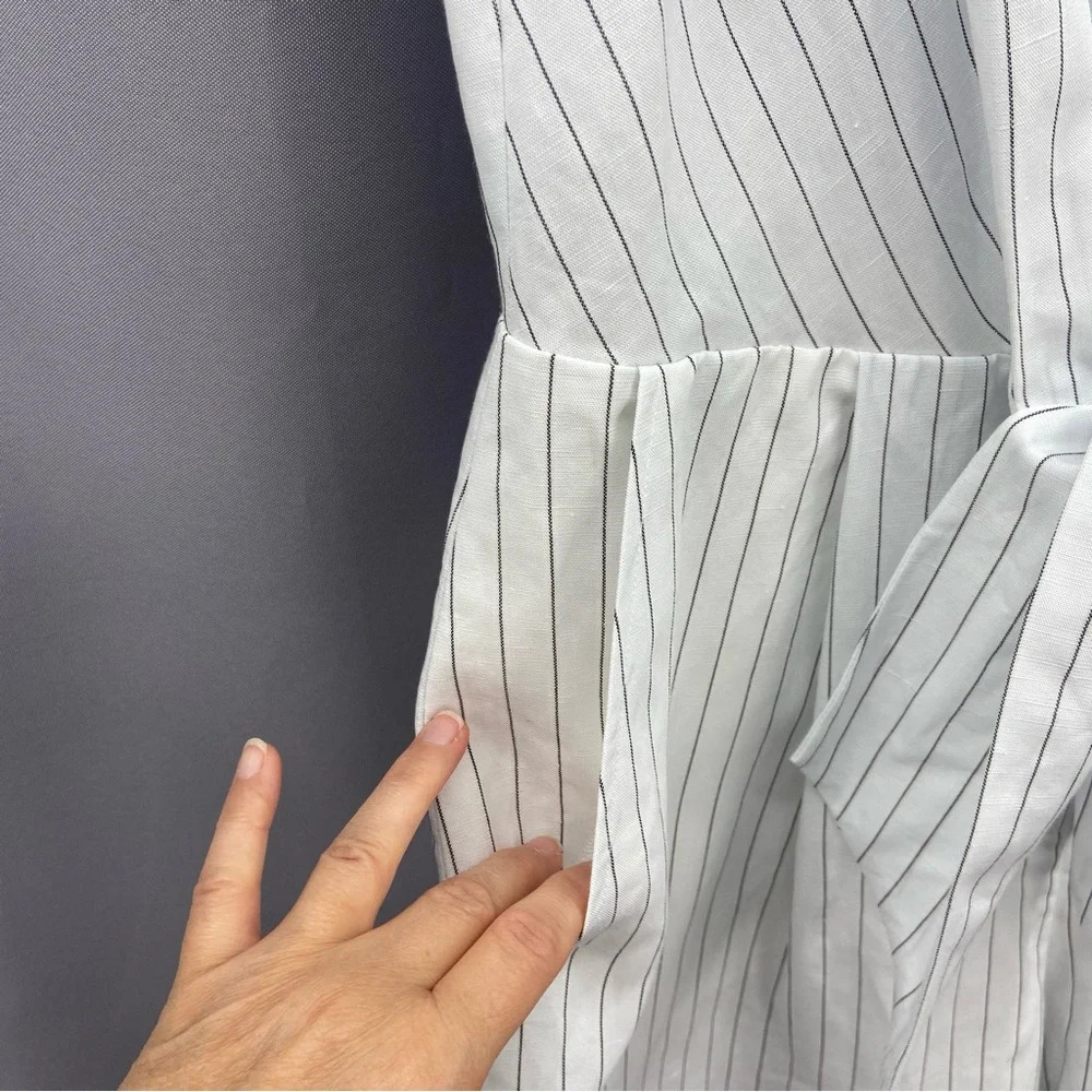 Club Monaco Pinstriped Linen Blend Sleeveless Romper Size 6 - Picture 5 of 8